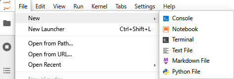 Opening a terminal from the File menu